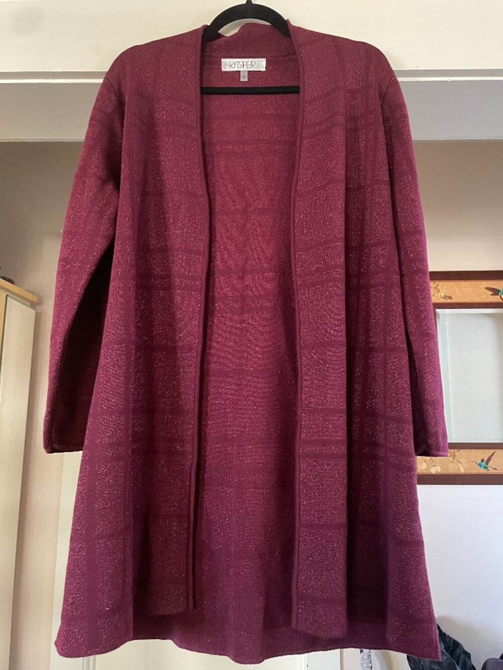 Kasper Red Open-front Cardigan - L